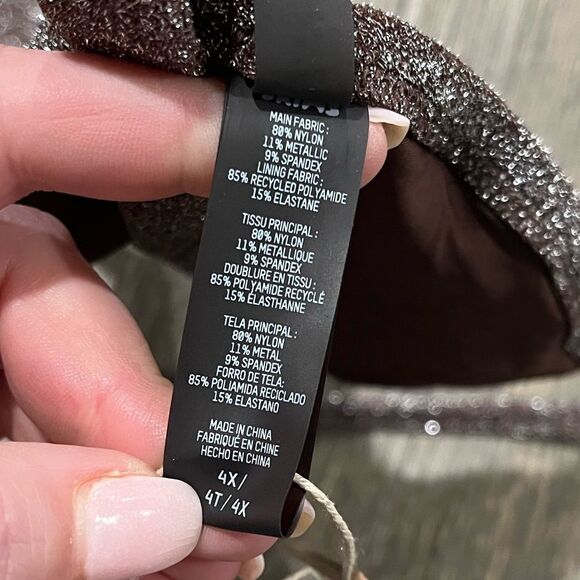 NWT Skims Gliter Swim Triangle Bikini Top Adjustable Straps Lined Cocoa Size 4X - Picture 3 of 4